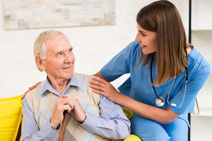 elderly patient and nurse